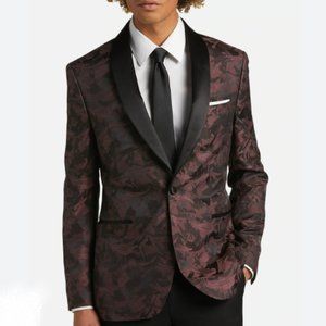 Egara Slim Fit Dinner Jacket, Wine Red Floral